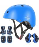 Kids Protective Gear Set - Helmet Knee Elbow Pads Wrist Guards for Outdoor Sports - Blue - Ages 8-13 - Buy Online on GoSupps.com