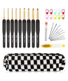 31pcs Aeelike Black Gold Crochet Hook Set - Ergonomic Design for Arthritic Hands - Ideal Gift for Crochet Enthusiasts - Buy Online on GoSupps.com