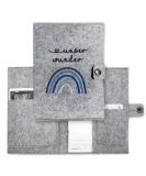 Cozy Racoon Mother Pass Cover - Handcrafted Felt Rainbow Blue | Made in Germany | Ideal Gift for Expecting Moms with Pockets for Insurance Card & Ultrasound Images - Buy Online on GoSupps.com