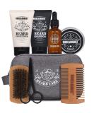 Beard Grooming Kit - 8Pcs Travel Set for Men with Beard Wash, Conditioner, Oil, Balm, Brush, Scissors | Holiday Gift Set - Buy Online on GoSupps.com