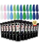 Morovan Poly Gel Nail Kit - 12 Colors Poly Nail Gel Extensions | DIY at Home Nail Art Starter Kit | International Shipping Available - Buy Online on GoSupps.com