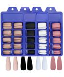 AddFavor 400pc Matte Coffin Press-On Nails Set | Black, White, Pink, Nude - DIY Acrylic Nail Tips for Women & Girls - Buy Online on GoSupps.com
