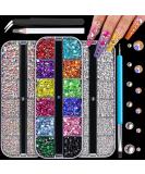 Premium Rhinestones for Nails - AB & Clear Flatback Glass Crystals Colorful Resin Beads | 2-5mm Round Gems for Salon & DIY Nail Art - Pickup & Dotting Tools Included - Buy Online on GoSupps.com