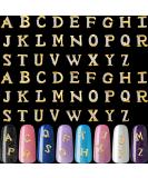 104pc 3D Letter Nail Studs & Rhinestone Decals in Gold - Alphabet Nail Design for Women & Girls - Buy Online on GoSupps.com