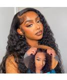 Ashart Wear and Go Water Wave Lace Front Wig for Black Women - 24 Inch Human Hair Glueless Wig with Pre Plucked 4x4 Closure - 180% Density - Buy Online on GoSupps.com