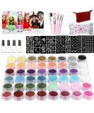 48 Colors Glitter Tattoos Kit - Waterproof Temporary Body/Nail Art with Stencils, Brushes, Glue - Body Glitter for Festival Party - Buy Online on GoSupps.com
