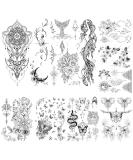 Glaryyears Mix Black Temporary Tattoos - Snake, Butterfly, Mermaid, Sun, Moon, Flowers Designs - Waterproof Body Art Stickers for Chest, Waist - 9 Sheets for Women, Men, Adults - Buy Online on GoSupps.com