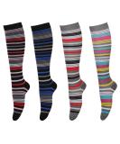 Compression Socks 15-25 mmHg for Women & Men - 4 Pairs, Ideal for Nurses, Youth, Running & Travel - Stripe, S-M - Buy Online on GoSupps.com