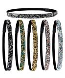 6-Pack Glitter Non-slip Rhinestone Fabric Headbands for Women - Ideal for Sports and Yoga - Buy Online on GoSupps.com