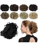Yamel Curly Bun Scrunchie Hairpiece in Black | Synthetic Updo Combs Chignon Extension for Women - Buy Online on GoSupps.com