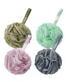 AmazerBath Shower Loofah Balls - Set of 4 Non-Slip Bath Sponges for Men & Women (White, Grey, Pink, Army Green) - Buy Online on GoSupps.com