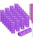 28-Piece Small Plastic Hair Rollers Set with Rat Tail Comb - Purple - Buy Online on GoSupps.com