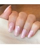 Novo Ovo Short Oval Almond Nude Pink Press-On Nails - Glitter Ombre Chrome Artificial Fingernails for Easy Application - Buy Online on GoSupps.com