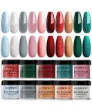 AZUREBEAUTY Holiday Series Dip Powder Nail Set - 10 Colors Red Green Gold Glitter - DIY French Nails Art Manicure - No Need Nail Lamp - Valentines Gift - Buy Online on GoSupps.com