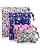 FLOCK THREE 4pcs Waterproof Wet Bag Bundle - Reusable for Baby Diapers, Stroller, Swimsuit, Travel - Small & Large Pouches - Ideal for Wet Clothes and Electronics - Windy Days Design - Buy Online on GoSupps.com