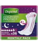 Depend Maximum Overnight Incontinence Pads for Women - 36 Count - Buy Online on GoSupps.com