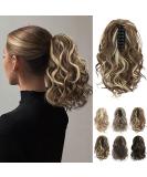 REECHO 10 Inch Short Curly Ponytail Extension Claw Clip Synthetic Hairpiece - Light Brown with Highlights - Buy Online on GoSupps.com