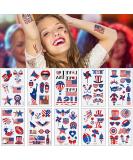 4th of July Temporary Tattoos - 100pcs Fake Tattoos for Kids & Adults | Independence Day Body Art Stickers in Red White Blue | Memorial Day, Labor Day, USA National Flag Decor - Buy Online on GoSupps.com