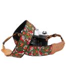 Green Flower 2'' Wide Adjustable Camera Strap for DSLR/SLR - Double Layer Cowhide Ends, Pure Cotton Embroidered Woven Strap - Universal Neck & Shoulder Strap for Photographers - Buy Online on GoSupps.com