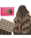 Real Hair Tape Extensions 40pcs 100g | Balayage Chocolate Brown to Honey Blonde - 14 inch Invisible Seamless Seidig Hair Extensions - Buy Online on GoSupps.com
