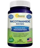 Nicotinamide with Resveratrol - 120 Veggie Capsules - Vitamin B3 500mg (Niacinamide Flush Free) - Supplement Pills to Support NAD, Skin Cell Health & Energy - Buy Online on GoSupps.com
