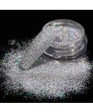 Sparkling Diamond Holographic Nail Glitter Powder - Reflective Silver Dust for Acrylic Nail Art - 1pcs Gray - Buy Online on GoSupps.com