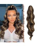 Feshfen ponytail hair part hair extension with cord strain ponytail extension synthetic wavy curly curly curve ponytail extension for women dark brown & blond 60cm 60 cm dark brown & blonde - Buy Online on GoSupps.com
