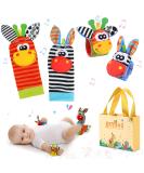 4PC Baby Rattling Toys Set - Plush Wrist & Socks Rattles for Newborn Development | Ideal Gift for 0-12 Months Boys & Girls - Buy Online on GoSupps.com