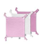 Baby Luxe 5-in-1 Mini Muslin Square Bib Toy Holder Washcloth Comforter Set of 3 - Baby Pink Medium Pink White - Clip Attachment for Baby Bag, Pacifiers, Teething Toys and More - Buy Online on GoSupps.com