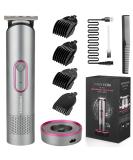 PRITECH Women's Hair Trimmer - Waterproof Bikini Clipper, Rechargeable Pubic Clippers & Electric Shaver - Gray/Fuchsia - Buy Online on GoSupps.com