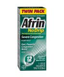 Afrin No Drip Severe Congestion Maximum Strength 12 Hour Nasal Congestion Relief Spray - 0.5 Fl Oz Bottles - 2 Count (Pack of 1) No Drip Severe Congestion Twin Pack - Buy Online on GoSupps.com