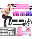 Multipurpose Yoga Pilates Bar Set with Resistance Bands & Jump Rope | Travel-Friendly Home Gym Equipment for All Heights | Complete Body Fitness Workout in Pink - Buy Online on GoSupps.com