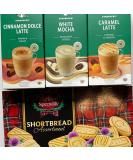 R.I Gift Express Instant Coffee Bundle- Consists 5x Caramel Latte Coffee 5 Cinnamon Dolce Latte Coffee 5 White Mocca Coffee and 1x Highland Shortbread - Buy Online on GoSupps.com