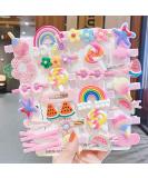 28-Piece Glitter Hair Clips Set for Girls - Cute Cartoon Hair Accessories & Flower Designs - Buy Online on GoSupps.com