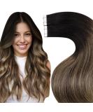 LAAVOO Tape In Real Hair Extensions - Black Ombre Brown Balayage Caramel Blonde #1B/4/27 - 50g 20pcs 45cm - Buy Online on GoSupps.com