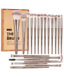 20 Pcs Professional Makeup Brushes Set - Foundation Eyeshadow Blush Brushes - Travel Kabuki Blending Concealers Face Powder Eye Makeup Brush Sets with Gift Box - Champagne - Buy Online on GoSupps.com