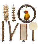 LIMIO 7 PCS Bird Parrot Swing Chewing Toys - Natural Wood Perch and Cage Toys for Small Parakeets, Cockatiels, Conures, Finches, Budgies, Parrots, Love Birds - Buy Online on GoSupps.com