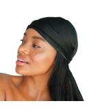 Kitsch Satin Hair Bonnet for Sleeping - Soft Silk-Like Wrap | Satin Sleep Cap for Women in Black - Buy Online on GoSupps.com