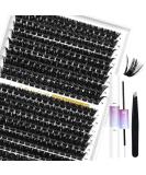 LANKIZ 100D DIY Eyelash Extensions Set - 272pcs C Curl Individual Lashes with Glue & Applicator | Premium Eyelash Cluster Kit for Stunning Looks - Buy Online on GoSupps.com