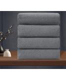 Premium Grey Microfiber Washcloths Set 13x13 - Quick Dry & Highly Absorbent for Bathroom, Hotel, Spa - 4 Pack - Buy Online on GoSupps.com