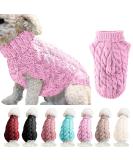 Shop Famkit Pink Pet Dog Roll Collar Sweater - Warm Fashion Knitwear & Outwear for Small Dogs (M-2: 5.5-7.7lb) - Buy Online on GoSupps.com