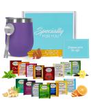 Tea Gift Set for Tea Lovers - 15 Unique Teas, Insulated Tea Cup, Honey Straws - Women's Tea Gift Box (Purple) - Buy Online on GoSupps.com