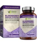 Vitamin Bounty Elderberry Capsules 5-in-1 Blend with Zinc, Vitamin C, Garlic & Echinacea - Immune Support Supplement, Non-GMO - 60 Count - Buy Online on GoSupps.com