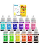 Food Colouring - 12 Colours x 10ml Liquid Variety Cake Icing Food Colouring Kit for Baking Fondant Cooking and Decorating - Vibrant Food Colour Dye for Airbrush DIY Slime Making and Crafts - 120ml Black Rose Pink Red Orange Yellow Chartreuse Green Teal Bl - Buy Online on GoSupps.com