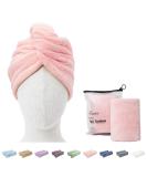 ENETIX 2 pieces microfiber towel for women hair quick-dry 25 70 cm super absorbing anti-frizz hair turban fast drying hair towels with button (pink) - Buy Online on GoSupps.com