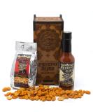 Psycho Juice | Dark Arts Wooden Chilli Sauce & Nuts Gift Set | Roasted Garlic Ghost Pepper Sauce | 148ml | Psycho Nuts | Naga Covered Spicy Peanuts - Buy Online on GoSupps.com