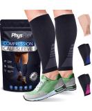 Calf Compression Sleeves for Men & Women - Footless Socks for Varicose Veins Nursing Running - PhysFlex Leg Sleeves for Shin Splints Pain Relief Swelling - Black Medium - Buy Online on GoSupps.com