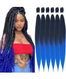 Xusuperb Lang Pre-Stretched Braiding Hair Ombre Blue - 30 Inch Knotless Yaki Extensions (T1B/Blue) - 6 Packs of Soft Kanekalon Hair for Easy Styling - Buy Online on GoSupps.com