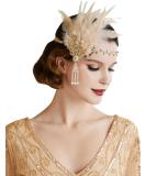 Babeyond 1920s style ladies feather headband flapper art deco inspired by great gatsby sheet flashing crystals hair band (champagne) - Buy Online on GoSupps.com