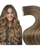 LAAVOO Tape In Extensions - Real Hair Balayage Brown & Ombre - 40cm Light Brown to Ash Blonde 50g 20PCS - Premium Quality Hair Tapes #8/16/8 - Buy Online on GoSupps.com